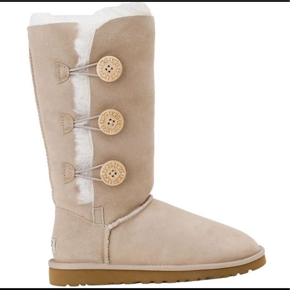 Sand colored tall 3 Bailey button ugg boots